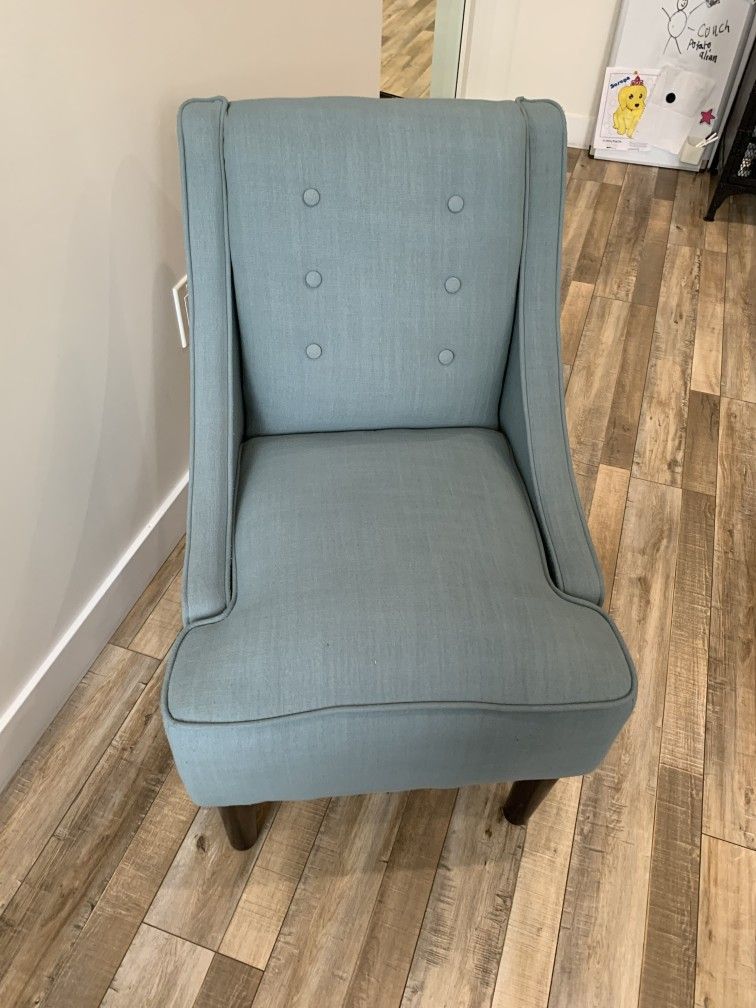 Elegant High-Back Accent Chair in Soft Blue - $225
