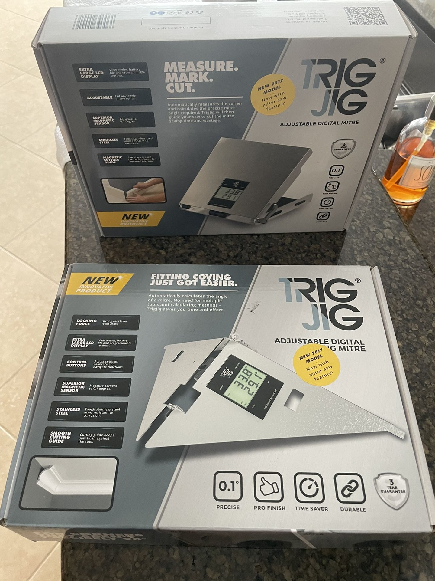 Trig Jig Electronic angle finder for crown molding and baseboard