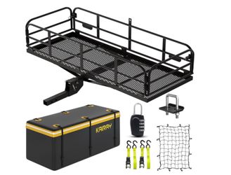 KAIRAY 500 Lbs Heavy Duty Hitch Mount Cargo Carrier 60"X24"X14.4" Folding Rear Luggage Rack Basket Fits 2" Receiver For Car SUV Camping Traveling With