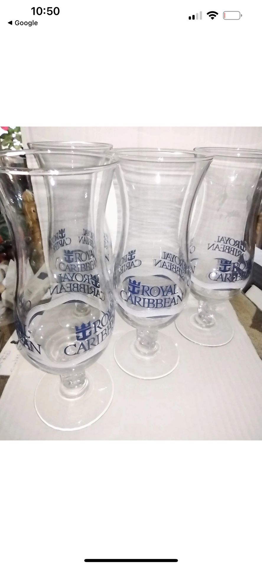 4 Royal Caribbean Cruise Hurricane Souvenir Glasses 14oz. VGC Heavy