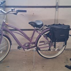 BRAND NEW Mooncool 2025 Purple MLB Bicycle + Tools, Electric Air Pump, Lock & Saddlebags