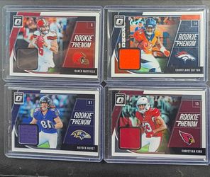 $35 8 2018 Football Roockie Phenom Relic Cards and one Rookie Threads