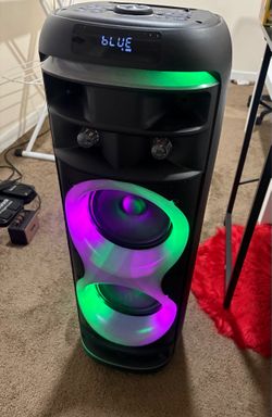 80W, Portable Bluetooth Speaker, LED Light, TWS Function, Rolling Wheels, Supports USB & AUX