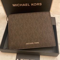 AUTHENTIC MICHAEL KORS JET SET MENS SLM WALLET/ BROWN MK MONOGRAM $45 Each 