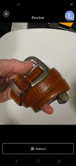 Men's Cognac Textured Leather Belt - Classic Buckle