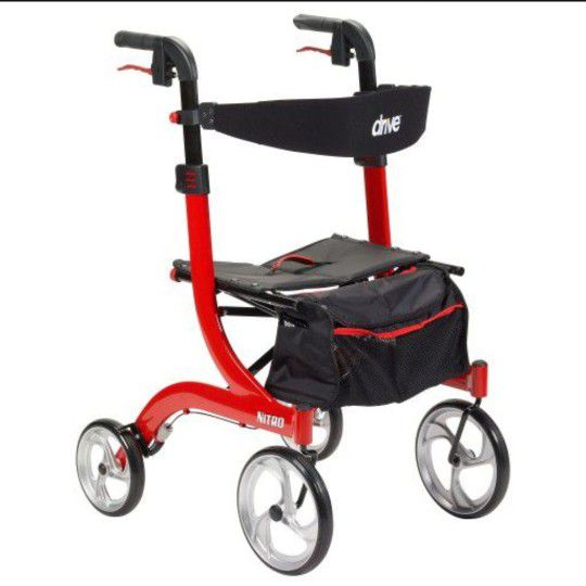 Nitro Euro Style Rollator Rolling Walker, Red  Wheel Chair Wheelchair