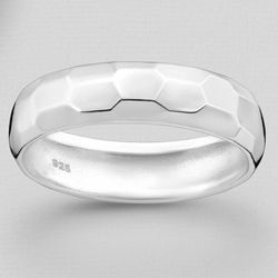 Gorgeous 925 Sterling Silver Hammered Band Wedding Ring for Him Size 8