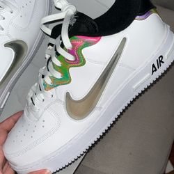 Size 13 Nike Air Force 1 React 'White Iridescent Men's