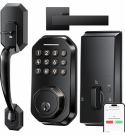WiFi Smart Door Lock for Front Door, Keyless Entry Door Lock with App Control, Front Door Lock Set, Keypad Deadbolt with Handle Set, 5 Keys, Auto-Lock