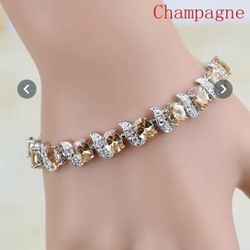Champagne Morganite 925 Sterling Silver, 7 to 8 Inch Bracelet For Women