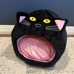 Hollypet Cozy Pet Bed Warm Cave Nest Sleeping Bed Kitty Shape Puppy House for Cats, 17 x 17 inches, Black