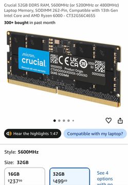 32 GB DDR5 laptop ram