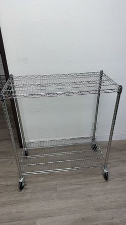 2-Shelf Chrome Wire Rolling Utility Cart / Storage Rack