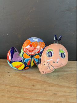 Mexican Talavera Caterpillar Decor, Pottery, Clay Pots.