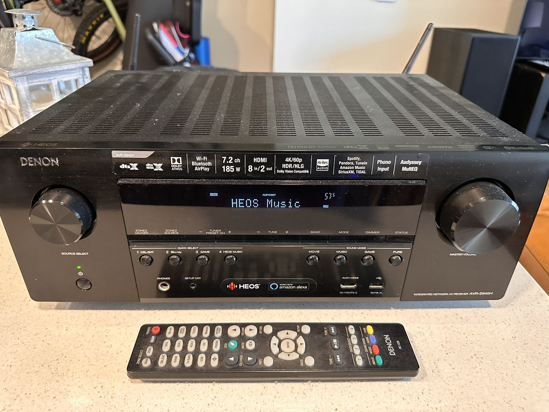 Denon AVR-S940H Dolby Atmos 7.2 Channel High Power 4K AV Receiver with HEOS & Alexa