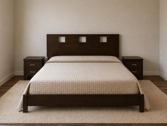 King Wood Platform Bed Frame with Nightstands