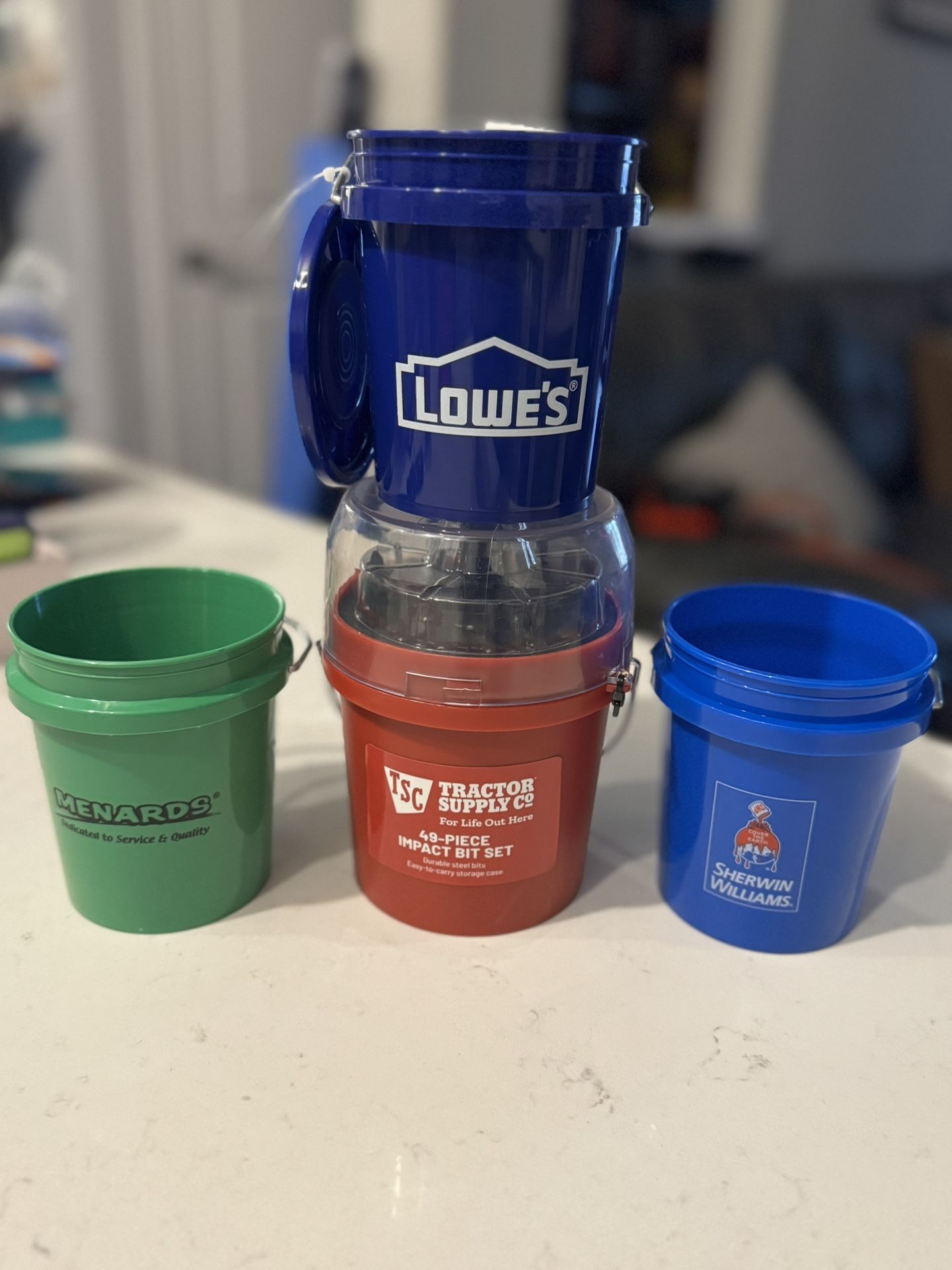 Mini Plastic Bucket Lot of 4 Menards Lowe’s Sherwin Williams Tractor Supply New