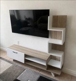 59” Modern TV Stand / Entertainment Center with Tower Shelves