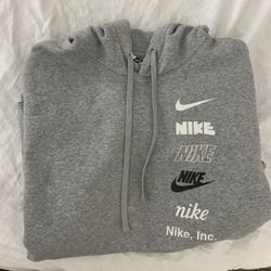 Grey Nike Hoodie With All Logos