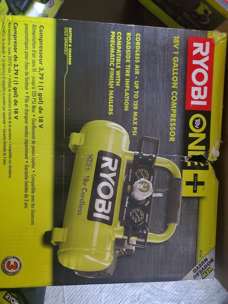 Ryobi 18 volt air compressor brand new in the box comes with battery and charger