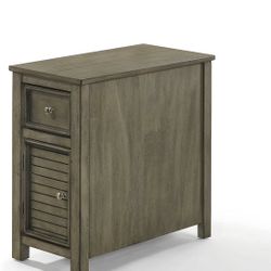 New Classic FURNITURE Samson Solid Wood End Table with Storage, Gray