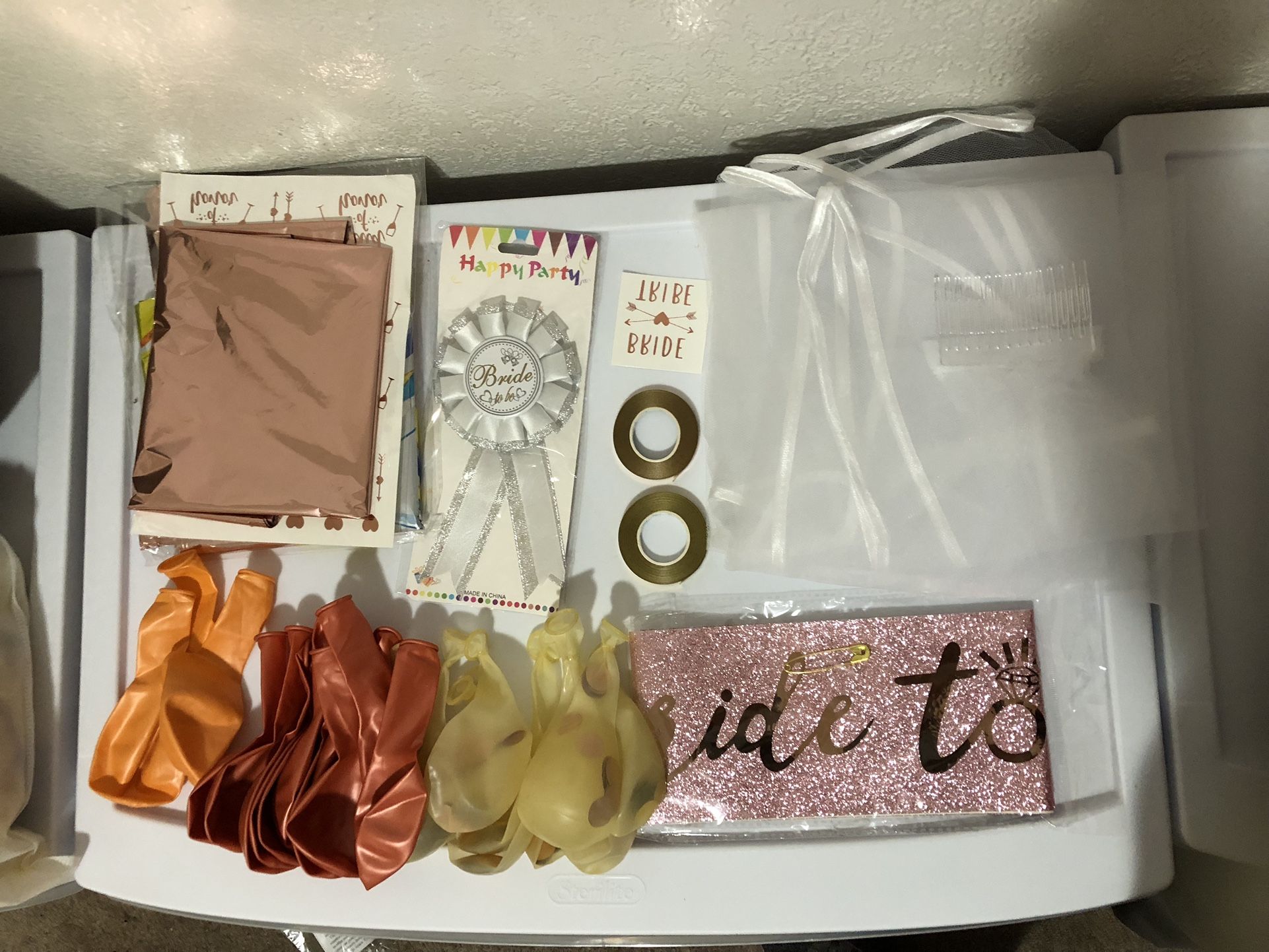 Bachelorette Party Decorations -Rose Gold Balloon Arch Garland Kit, Bride Balloons, Bachelorette Veil And More