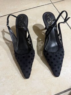 Sam Edelman Black Polka Dot Slingback Heels