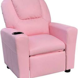 Lilola Home Marisa Faux Leather Kids Recliner Chair, Pink 