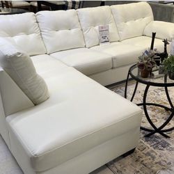 DONLEN White Air Leather Sectional Livingroom Set 🔸We have Finance 🔸Not Check Credit Same Day Delivery⛵ 🌻🎅🏻