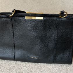 NEW Ted Baker (London UK) black handbag w/ 2 zippered compartments 