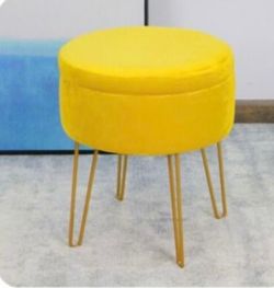 Plush Velvet Round Ottoman Footstool Pouffe Vanity Stool Storage Box Stool