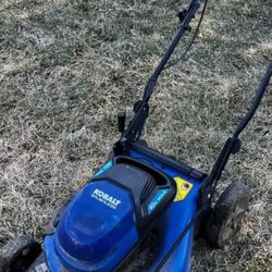 KOBALT 40 Volt Battery Powered Lawn Mower Push Mower And Leaf Blower 