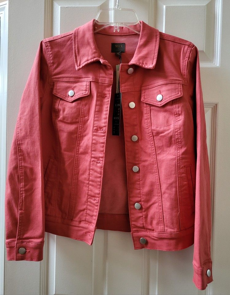 Mix By 41 Hawthorn Women's Denim Jacket Mauve Colored Size S 