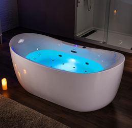 BM400 WOODBRIDGE 72" × 35-3/8" Whirlpool and Air Bath Heated Soaking Combination Tub with Adjustable Speed Air Blower and Display Control Panel, Matte