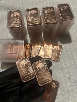 100 oz .999 Fine Copper Buffalo Bars (100 x 1 oz)
