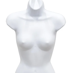 White plastic female upper torso half form mannequin