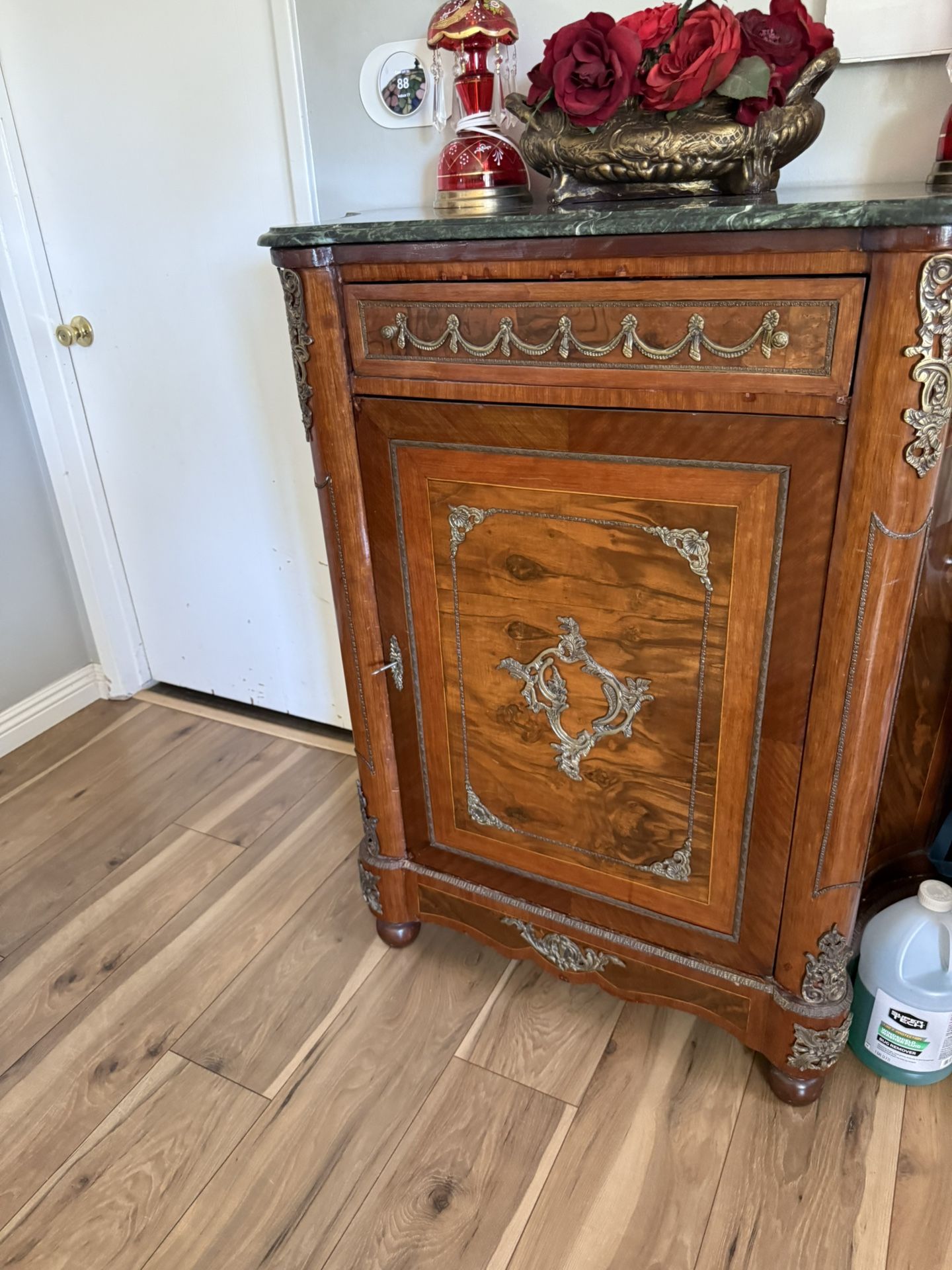 Antique Marble Top Consol/ Cabinet