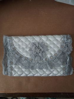 Quilted Clutch with Lace Detail