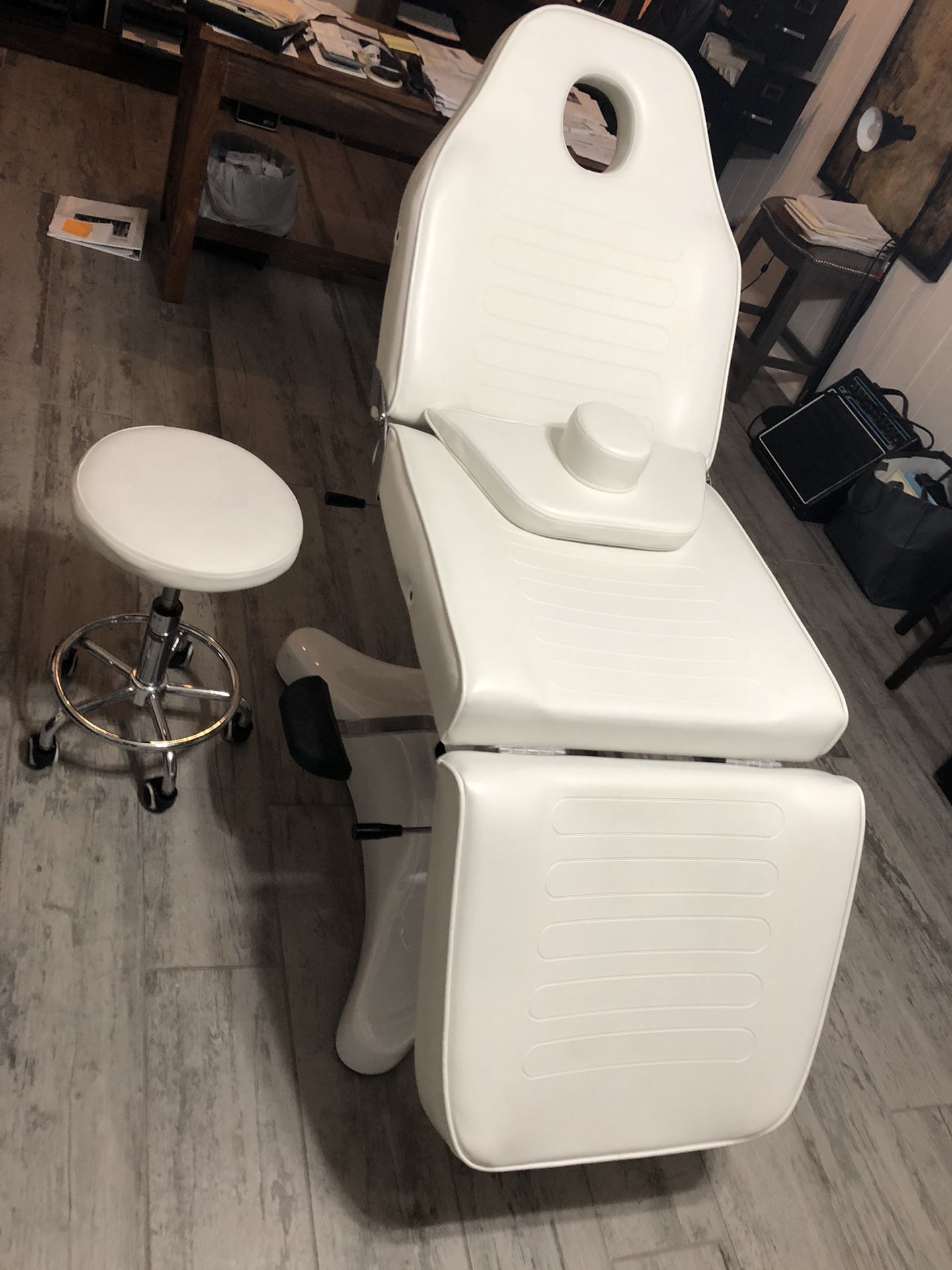 Makeup and massage chair with side roller chair