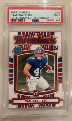 2025 Donruss Cam Skattebo Rated Rookies Throwback #36 NY Giants RC PSA 9 MINT RC