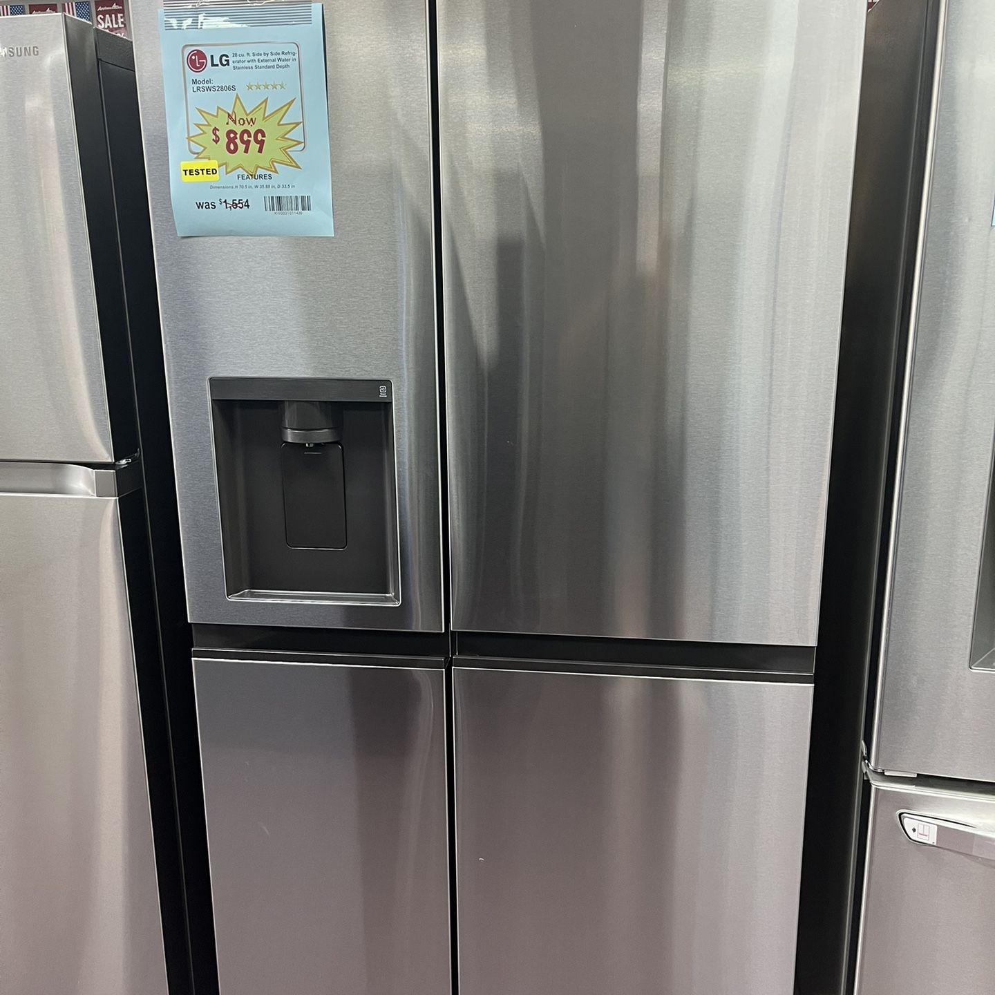 Refrigerator-LG New Open Box Refrigerator Side By Side Door With 1 Year Warranty Delivery Service 