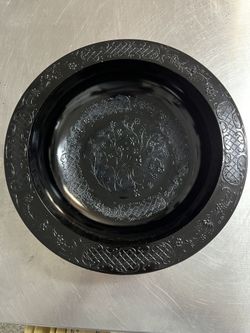 Delicate Designed Footed Black Lacquer Serving Bowl
