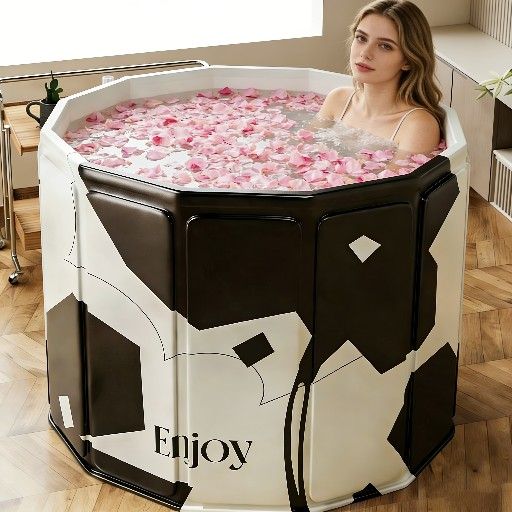 Adult Hot Tub, & Cold Soaking Tub, Foldable Full Body Bath Barrel For Home, Multi-use Storage Bucket With Non-slip Base, Durable Odorless Space-saving