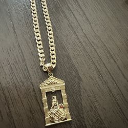 Cuban Chain In Gold Filled With Sta Barbara Pendant