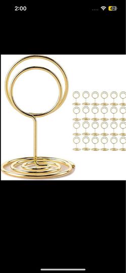 30pcs Round Name Card Holder, Metallic Photo Clips, Golden Memo Clips For Wedding Event, Birthday Party, Hotel, Office, Restaurant Menu, Table Number 