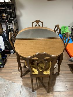 Wooden Table With Cover And 6 Chairs