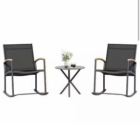 Outdoor Rocking Chairs + Table Set - RBL3