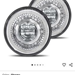 HWSTAR Pair New 1000% Bright Anti-glare 7 Inch Halo Led Headlight Round Compatible with Jeep Wrangler JK JKU TJ LJ etc w/Start-up Gradient Starry Atmo
