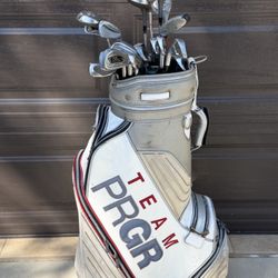 TE 3 PRGR Vintage Yokohama Team Program Golf Bag With Golf Clubs For Sale!!