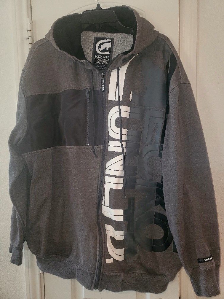 Ecko Unltd Full Zip Hoodie/ jacket
Mens size 2XL grey/ white / black
Vintage